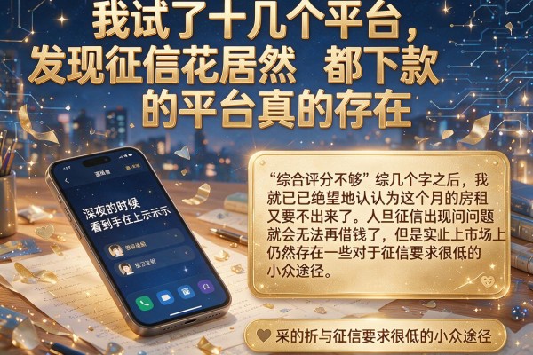 我试了十几个平台，发现征信花居然都下款的平台真的存在
