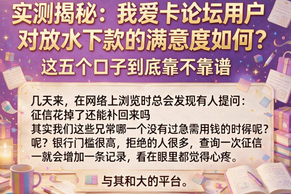 实测揭秘：我爱卡论坛用户对放水下款的满意度如何？这五个口子到底靠不靠谱