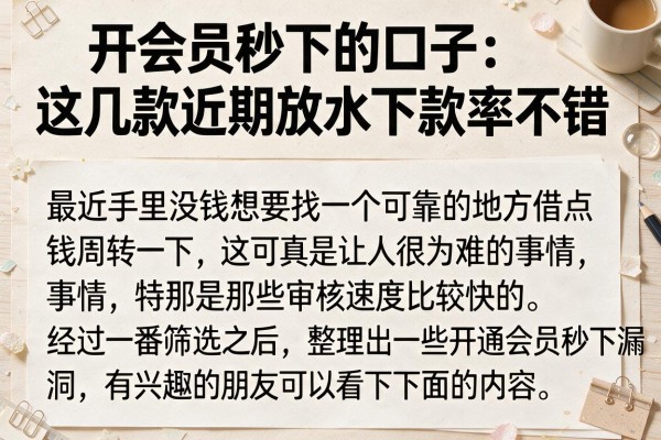开会员秒下的口子：这几款近期放水下款率不错