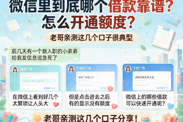 微信里到底哪个借款靠谱？怎么开通额度？老哥亲测这几个口子分享！