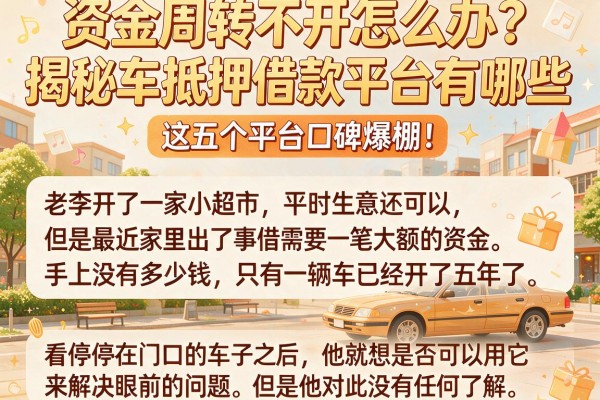 资金周转不开怎么办？揭秘车抵押借款平台有哪些，这五个平台口碑爆棚！