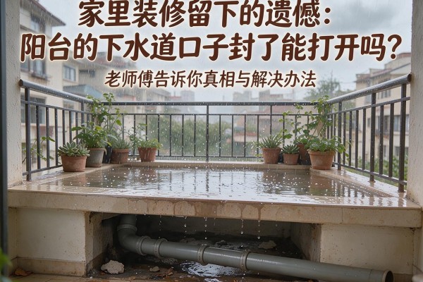 家里装修留下的遗憾：阳台的下水道口子封了能打开吗？老师傅告诉你真相与解决办法