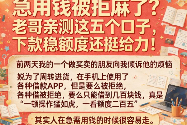 急用钱被拒麻了？老哥亲测这五个口子，下款稳额度还挺给力！