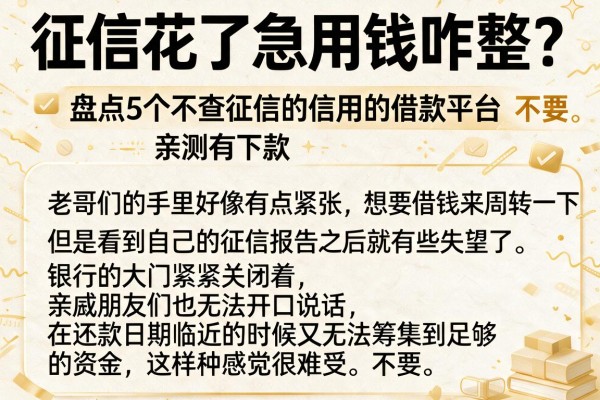征信花了急用钱咋整？盘点5个不查征信的信用的借款平台，亲测有下款