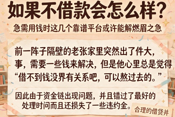 如果不借款会怎么样？急需用钱时这几个靠谱平台或许能解燃眉之急