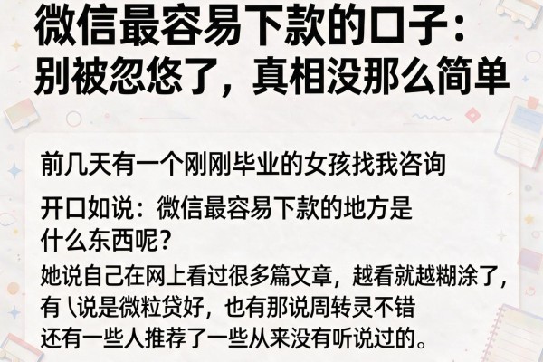 微信最容易下款的口子：别被忽悠了，真相没那么简单