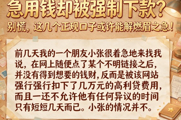 急用钱却被强制下款？别慌，这几个正规口子或许能解燃眉之急！