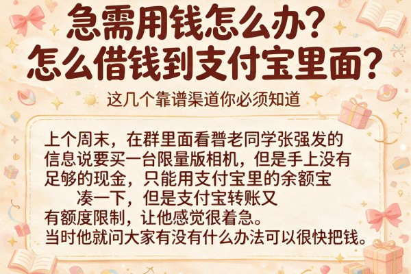 急需用钱怎么办？怎么借钱到支付宝里面？这几个靠谱渠道你必须知道