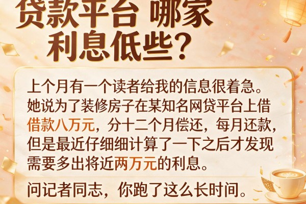 贷款平台哪家利息低些？我调查了三个月，答案和你想的不一样