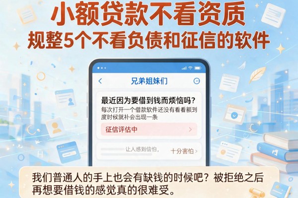 小额贷款不看资质，规整5个不看负债和征信的软件