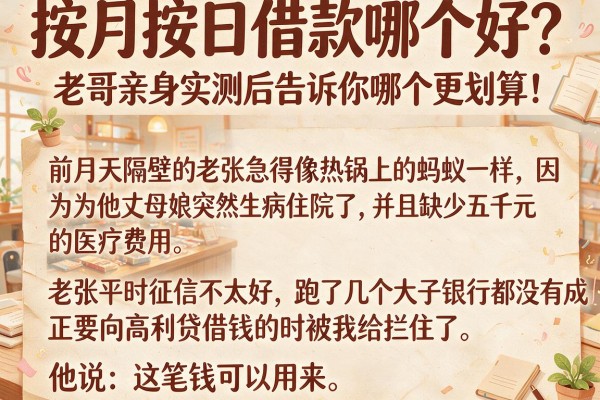 按月按日借款哪个好？老哥亲身实测后告诉你哪个更划算！