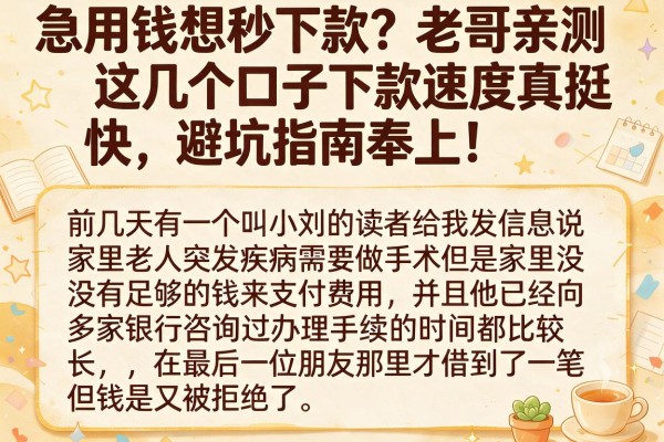 急用钱想秒下款？老哥亲测这几个口子下款速度真挺快，避坑指南奉上！