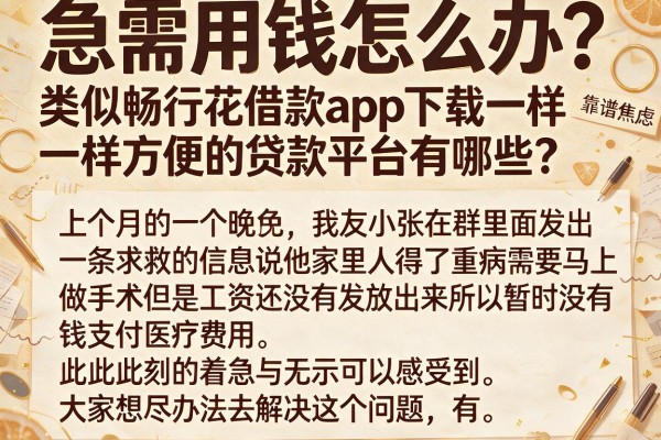 急需用钱怎么办？类似畅行花借款app下载一样方便的贷款平台有哪些？这几个靠谱选择让你告别资金焦虑