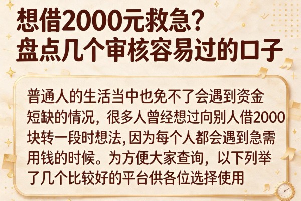 想借2000元救急？盘点几个审核容易过的口子