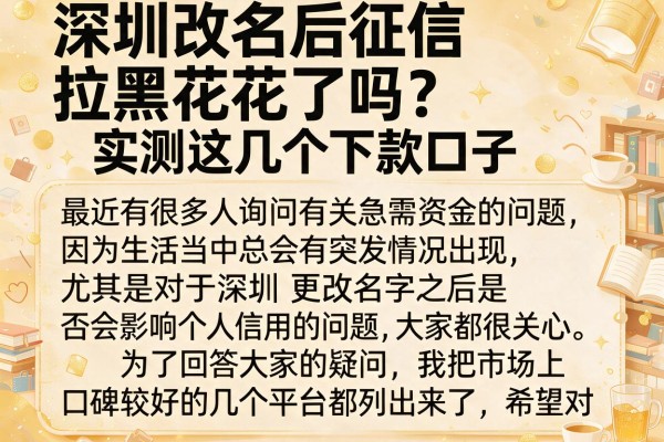 深圳改名后征信拉黑花了吗？实测这几个下款口子