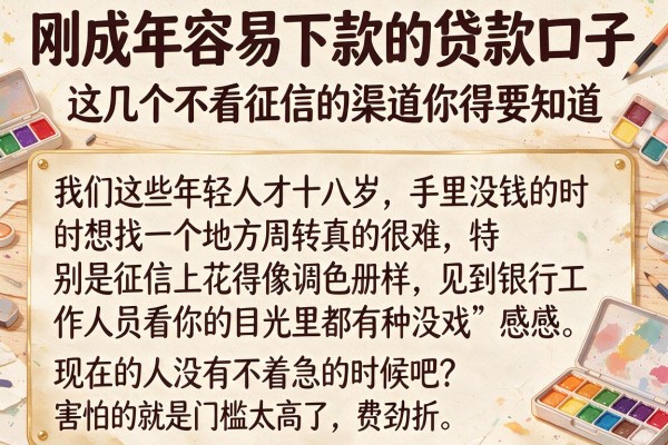 刚成年容易下款的贷款口子，这几个不看征信的渠道你得知道