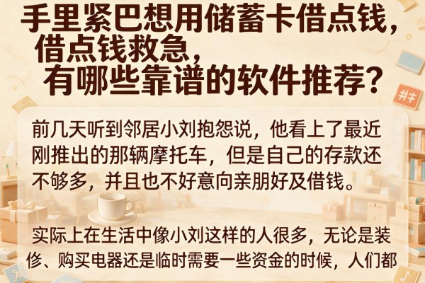 手里紧巴想用储蓄卡借点钱救急，有哪些靠谱的软件推荐？
