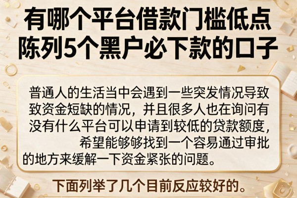 有哪个平台借款门槛低点，陈列5个黑户必下款的口子