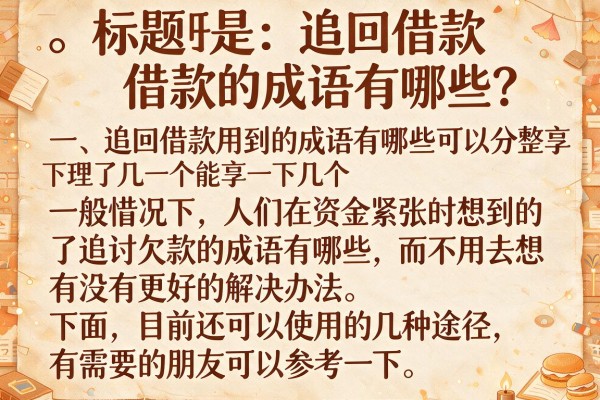 追回借款的成语有哪些？整理了几个能下款的口子