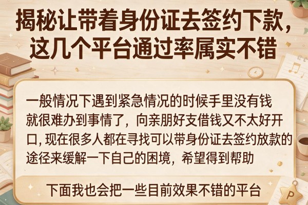 揭秘让带着身份证去签约下款，这几个平台通过率属实不错