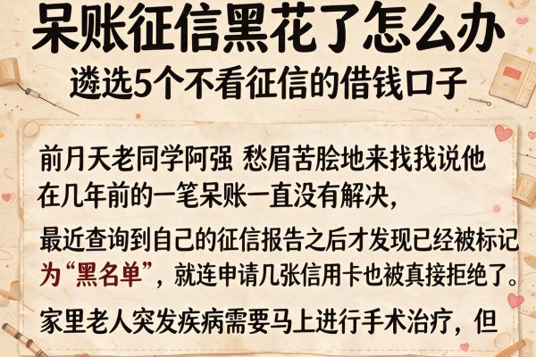 呆账征信黑花了怎么办，遴选5个不看征信的借钱口子