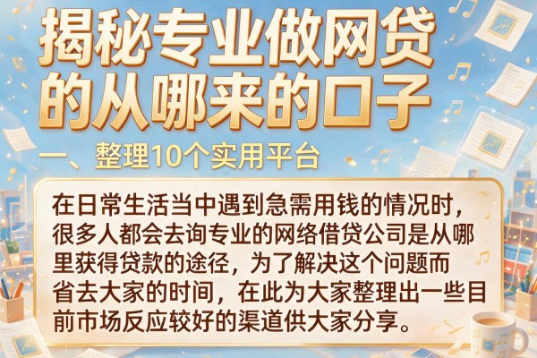 揭秘专业做网贷的从哪来的口子，整理10个实用平台
