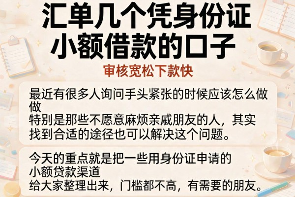 汇总几个凭身份证小额借款的口子，审核宽松下款快