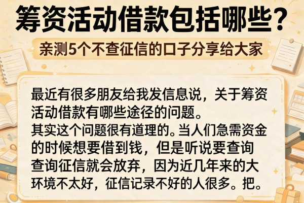 筹资活动借款包括哪些？亲测5个不查征信的口子分享给大家