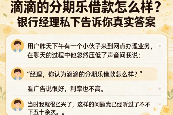 滴滴的分期乐借款怎么样？银行经理私下告诉你真实答案