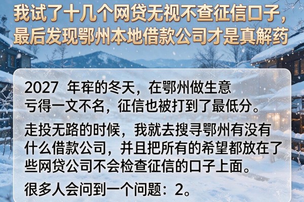 我试了十几个网贷无视不查征信口子，最后发现鄂州本地借款公司才是真解药