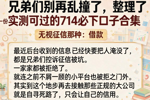 兄弟们别再乱撞了，整理了一份实测可过的714必下口子合集，无视征信那种