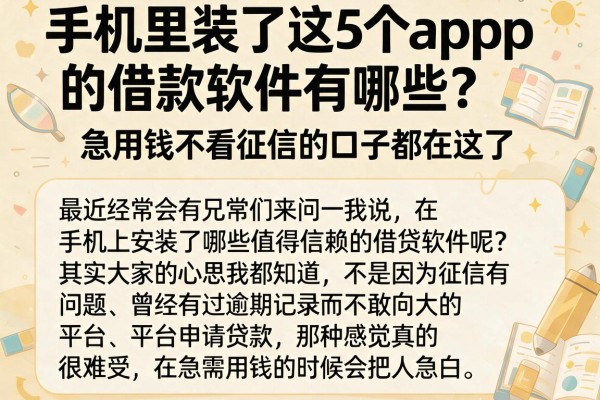 手机里装了这5个app的借款软件有哪些？急用钱不看征信的口子都在这了