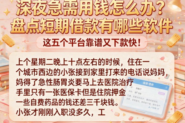 深夜急需用钱怎么办？盘点短期借款有哪些软件，这五个平台靠谱又下款快！