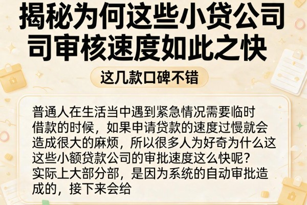 揭秘为何这些小贷公司审核速度如此之快，这几款口碑不错