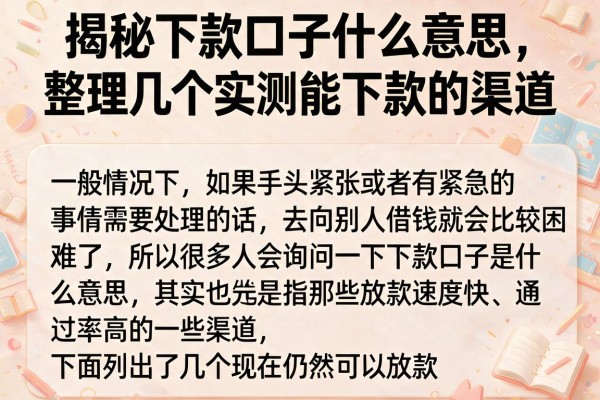 揭秘下款口子什么意思，整理几个实测能下款的渠道