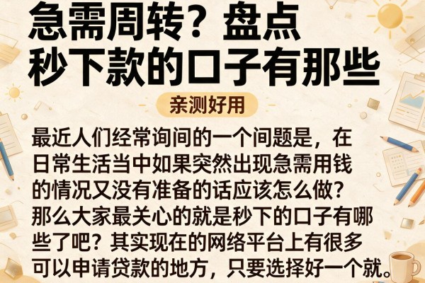 急需周转？盘点秒下款的口子有那些，亲测好用