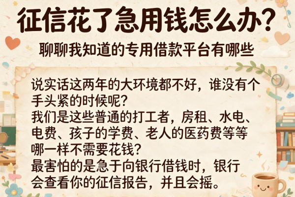 征信花了急用钱怎么办？聊聊我知道的专用借款平台有哪些