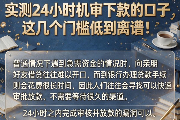 实测24小时机审下款的口子，这几个门槛低到离谱
