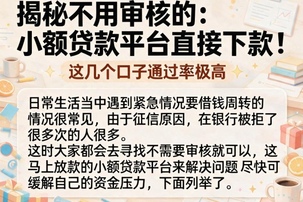 揭秘不用审核的小额贷款平台直接下款，这几个口子通过率极高