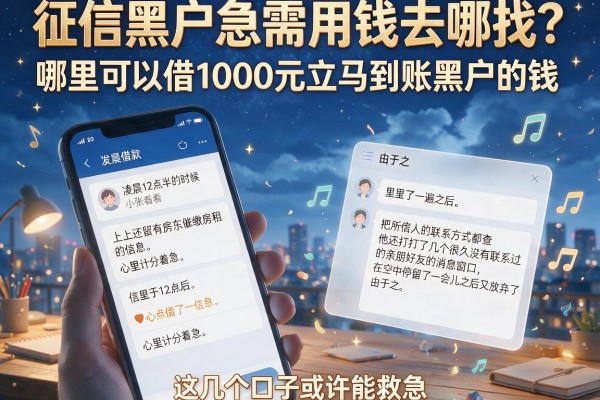 征信黑户急需用钱去哪找？哪里可以借1000元立马到账黑户的钱，这几个口子或许能救急