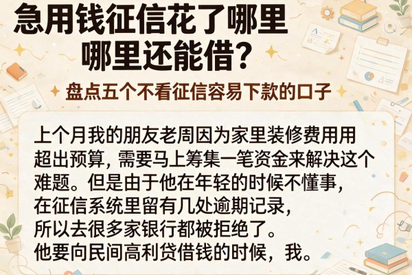 急用钱征信花了哪里还能借？盘点五个不看征信容易下款的口子