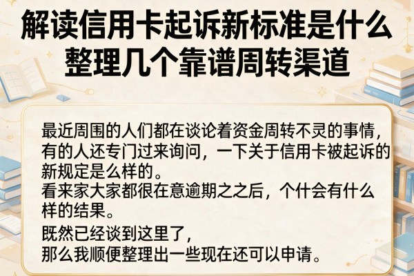 解读信用卡起诉新标准是什么，整理几个靠谱周转渠道