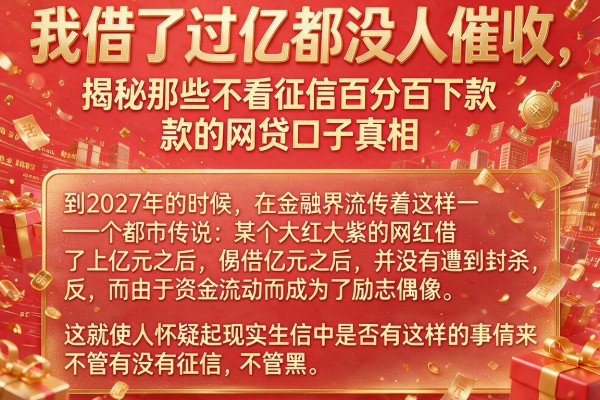 我借了过亿都没人催收，揭秘那些不看征信百分百下款的网贷口子真相