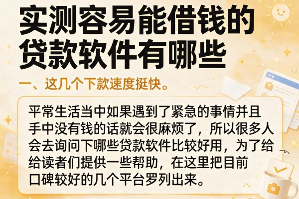 实测容易能借钱的贷款软件有哪些，这几个下款速度挺快