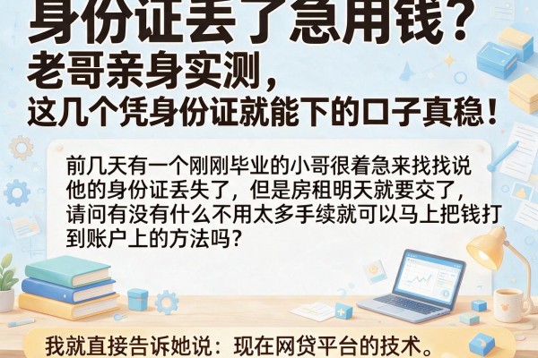 身份证丢了急用钱？老哥亲身实测，这几个凭身份证就能下的口子真稳！