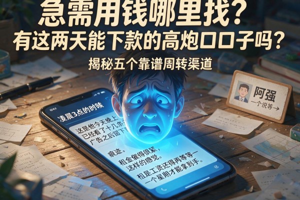 急需用钱哪里找？有这两天能下款的高炮口子吗？揭秘五个靠谱周转渠道