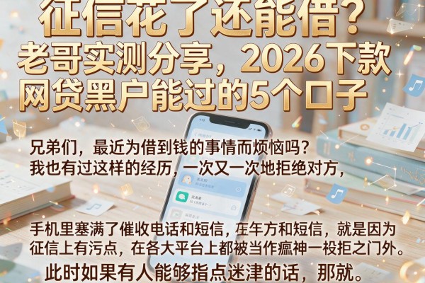 征信花了还能借？老哥实测分享2026下款网贷黑户能过的5个口子