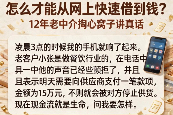 怎么才能从网上快速借到钱？12年老中介掏心窝子讲真话