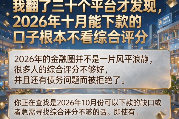 我翻了三十个平台才发现，2026年十月能下款的口子根本不看综合评分