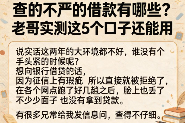 查的不严的借款有哪些？老哥实测这5个口子还能用